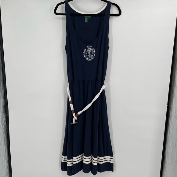 Ralph Lauren Dresses & Skirts - Ralph Lauren Navy and White Nautical Midi Dress